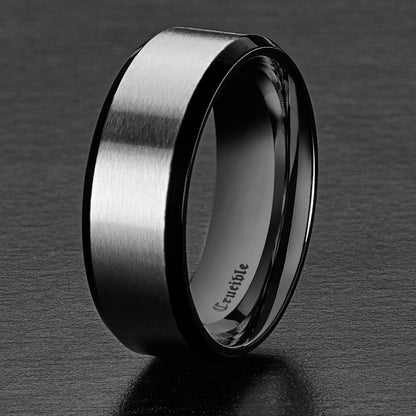 Men's Two-Tone Titanium Brushed Finish Ring