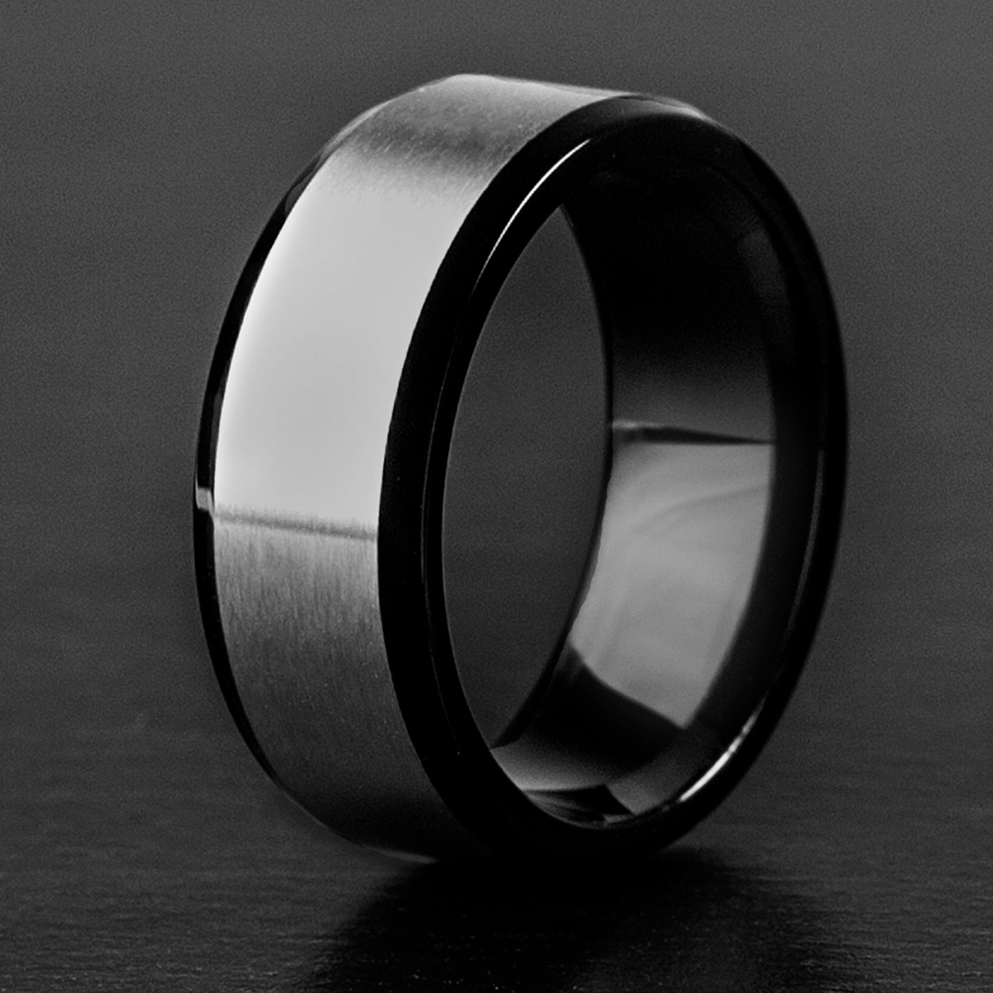 Men's Brushed Finish Two-Tone Titanium Ring
