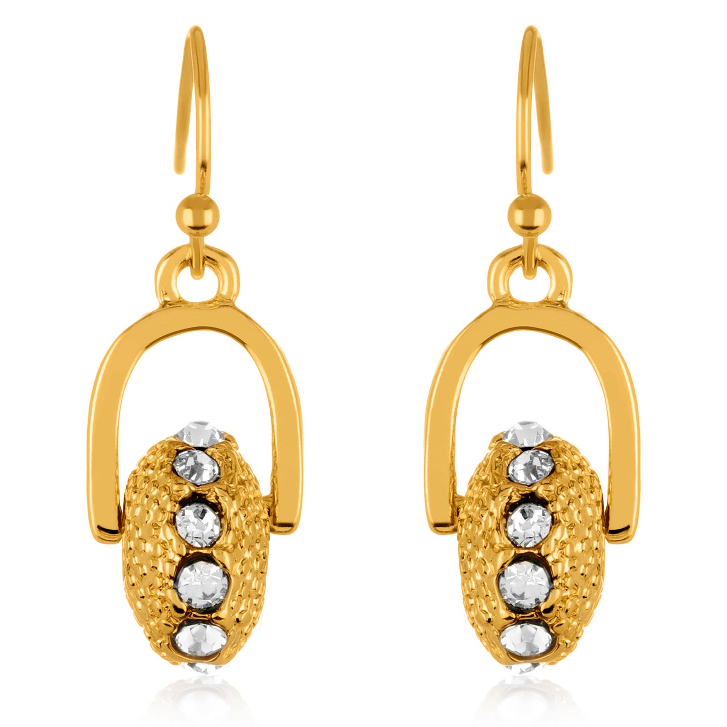 ELYA Women's Gold Tone Horseshoe Crystal Wheel Bead Necklace and Earrings Jewelry Set