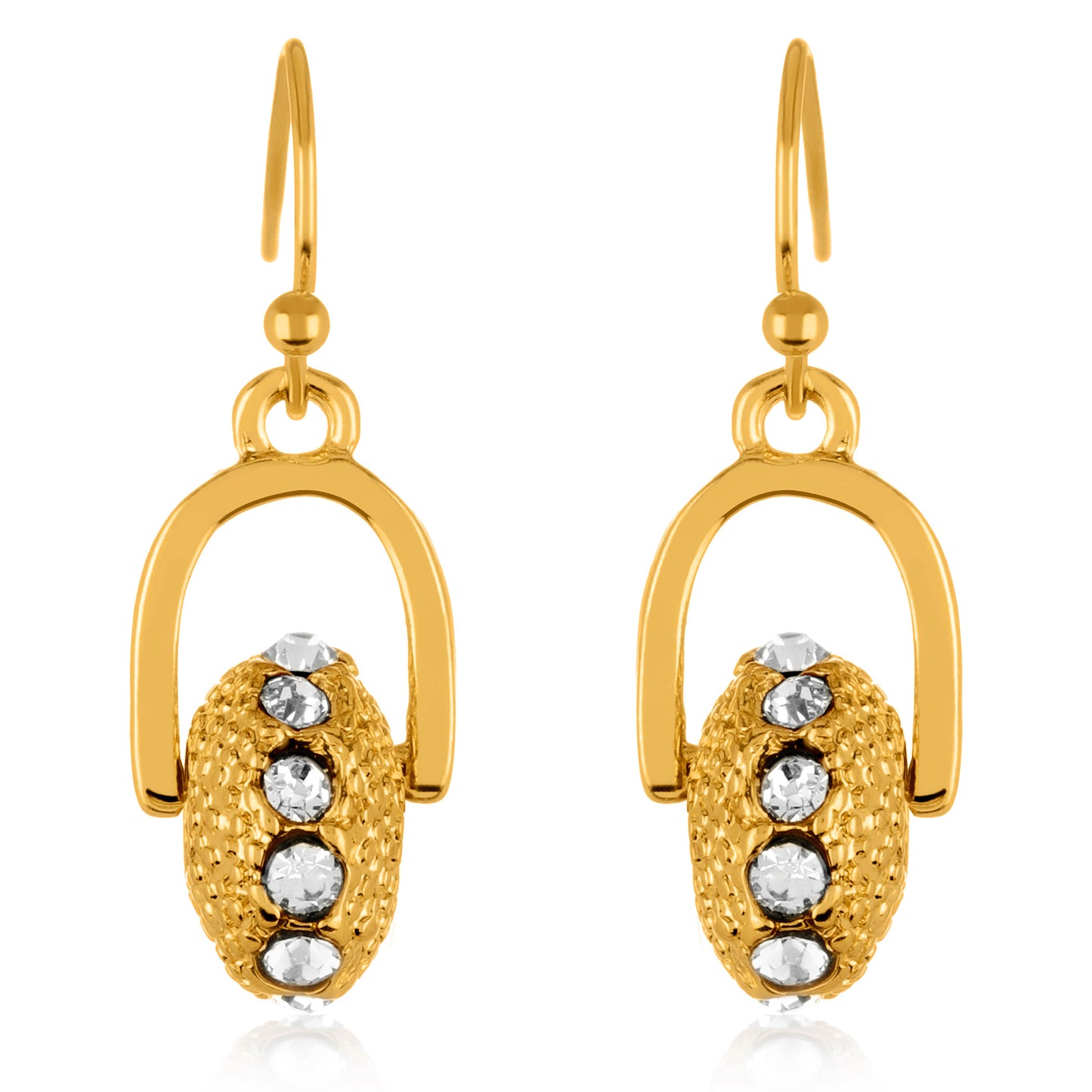 ELYA Women's Gold Tone Horseshoe Crystal Wheel Bead Necklace and Earrings Jewelry Set