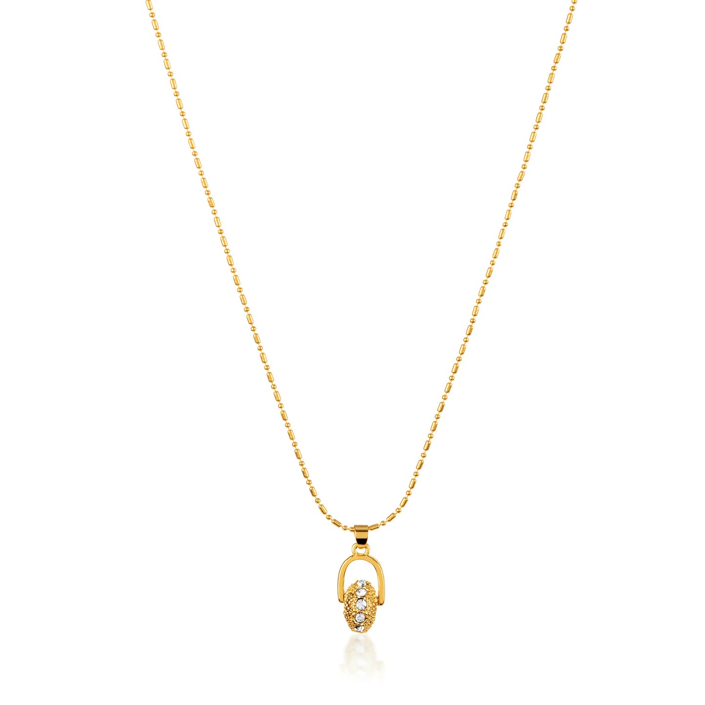 ELYA Women's Gold Tone Horseshoe Crystal Wheel Bead Necklace and Earrings Jewelry Set