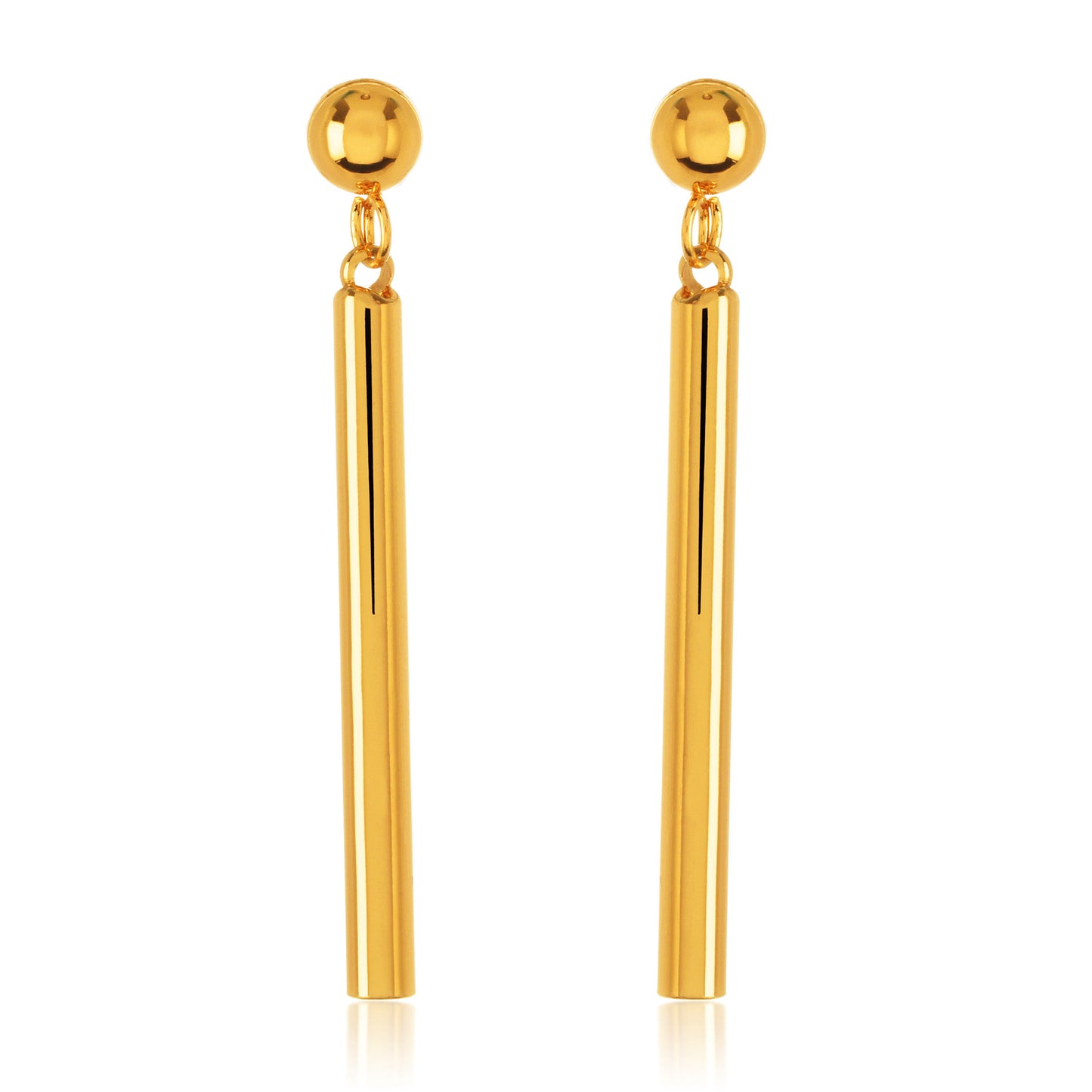 ELYA Women's Gold Tone Cylinder Bar Charm Necklace and Earrings Jewelry Set