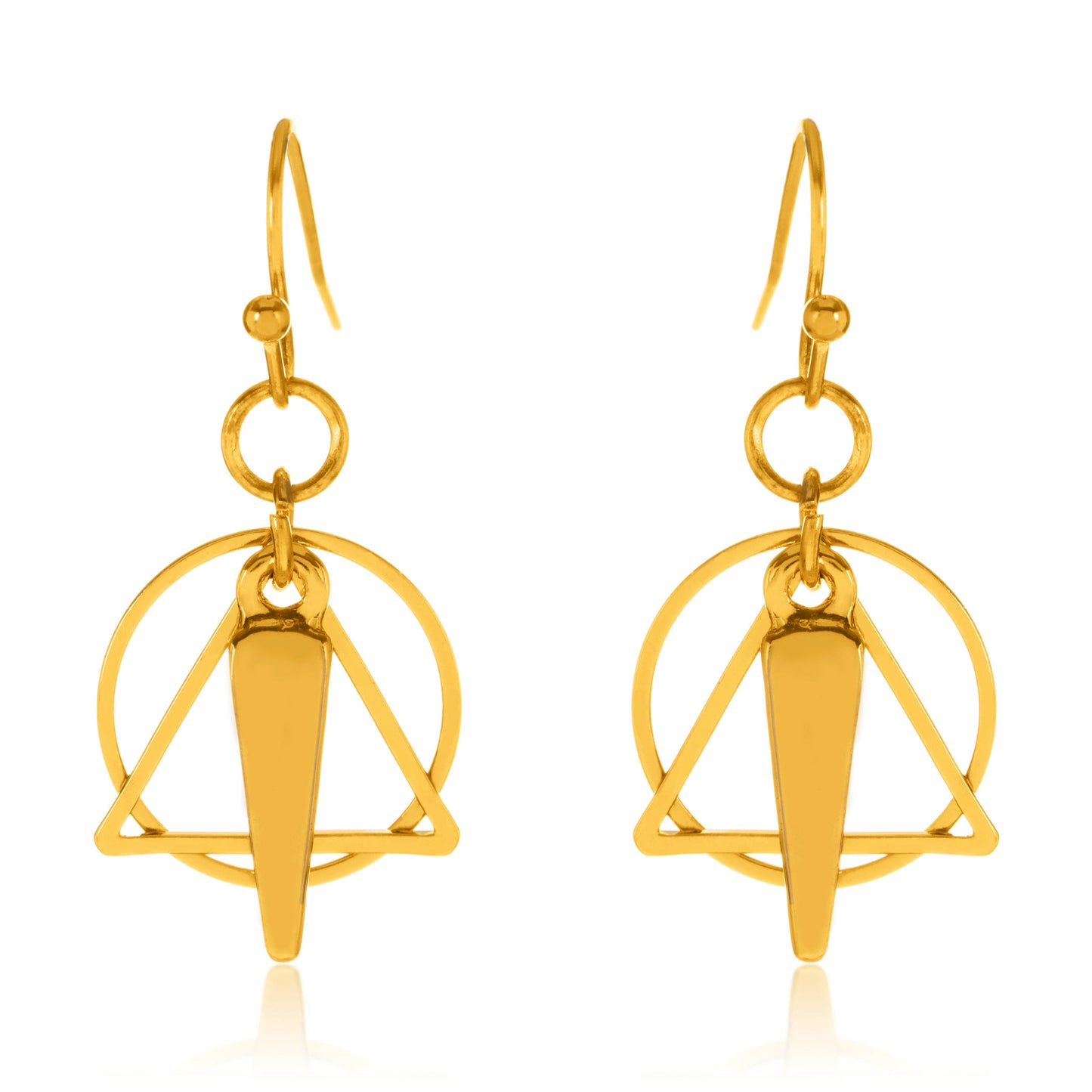 ELYA Women's Gold Tone Geometric Charm Pendant Necklace and Earrings Jewelry Set