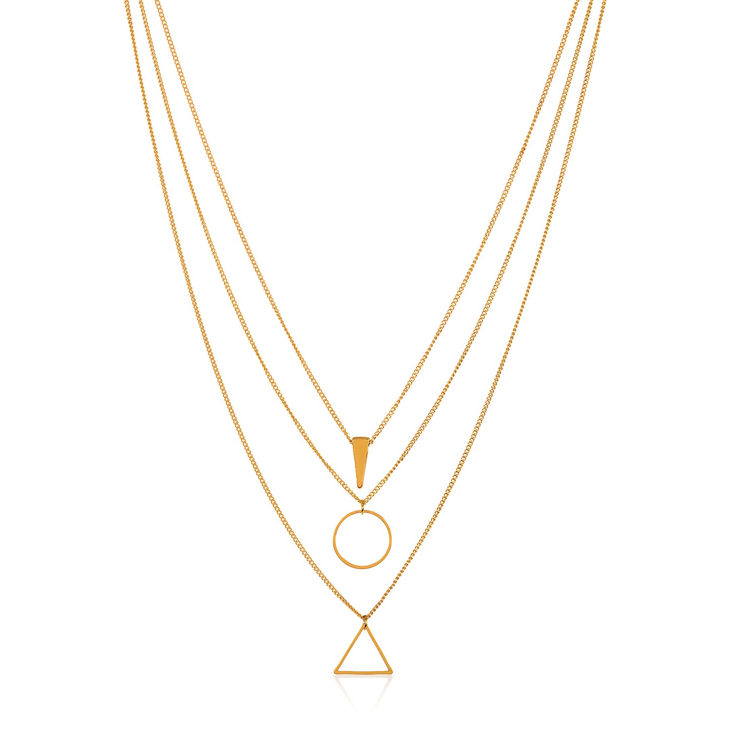 ELYA Women's Gold Tone Geometric Charm Pendant Necklace and Earrings Jewelry Set