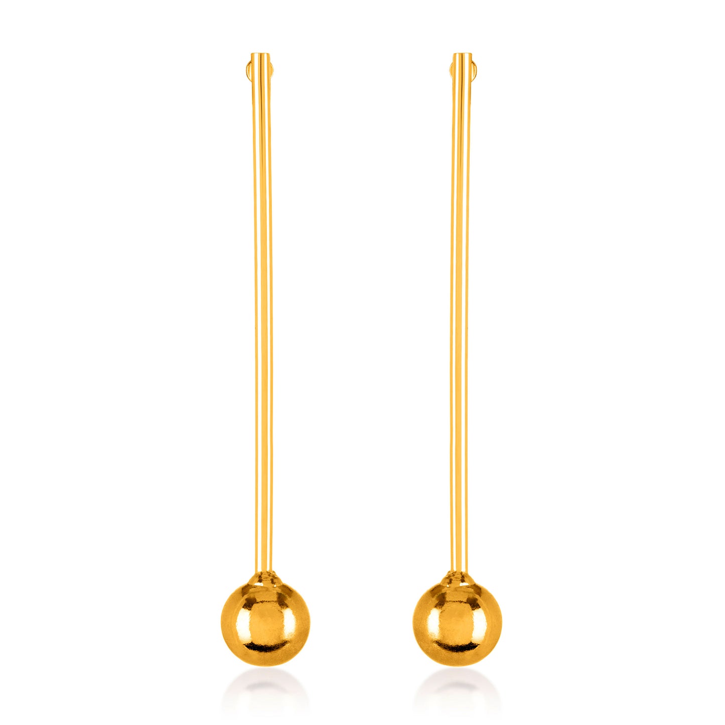 ELYA Women's Gold Tone Bar Ball Drop Charm Necklace and Earrings Jewelry Set