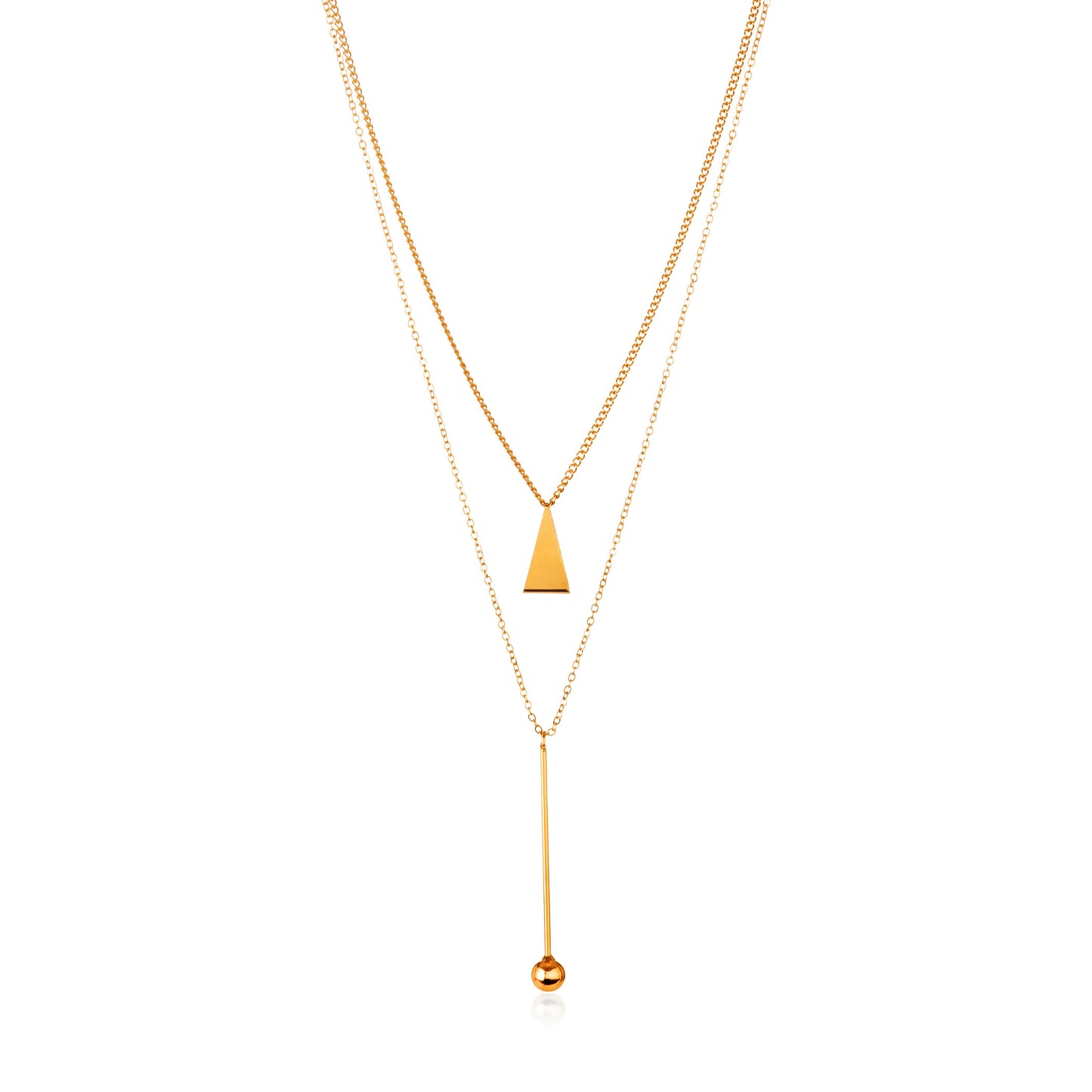 ELYA Women's Gold Tone Bar Ball Drop Charm Necklace and Earrings Jewelry Set