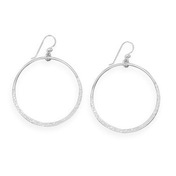 925 Sterling Silver Hammered Open Circle Earrings