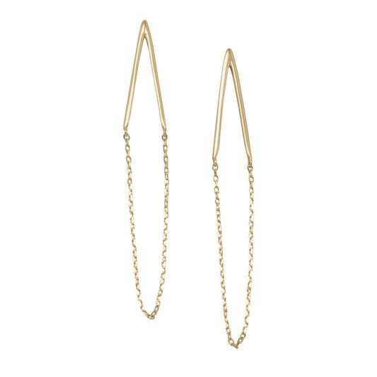 925 Sterling Silver 14 Karat Gold Plated Chain Drop Earrings