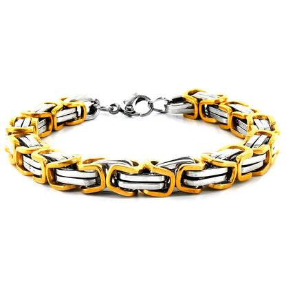 Men's Stainless Steel Polished Byzantine Chain Link Bracelet
