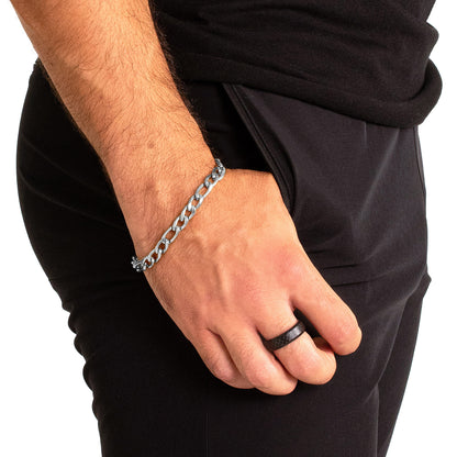 Men's Polished Stainless Steel 8mm Figaro Chain Bracelet