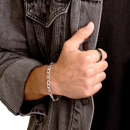 Men's Polished Stainless Steel 8mm Figaro Chain Bracelet