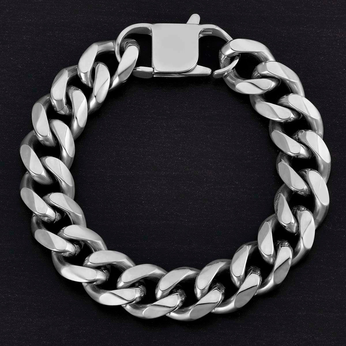 Crucible Jewelry Men's 14mm Stainless Steel Curb Bracelet