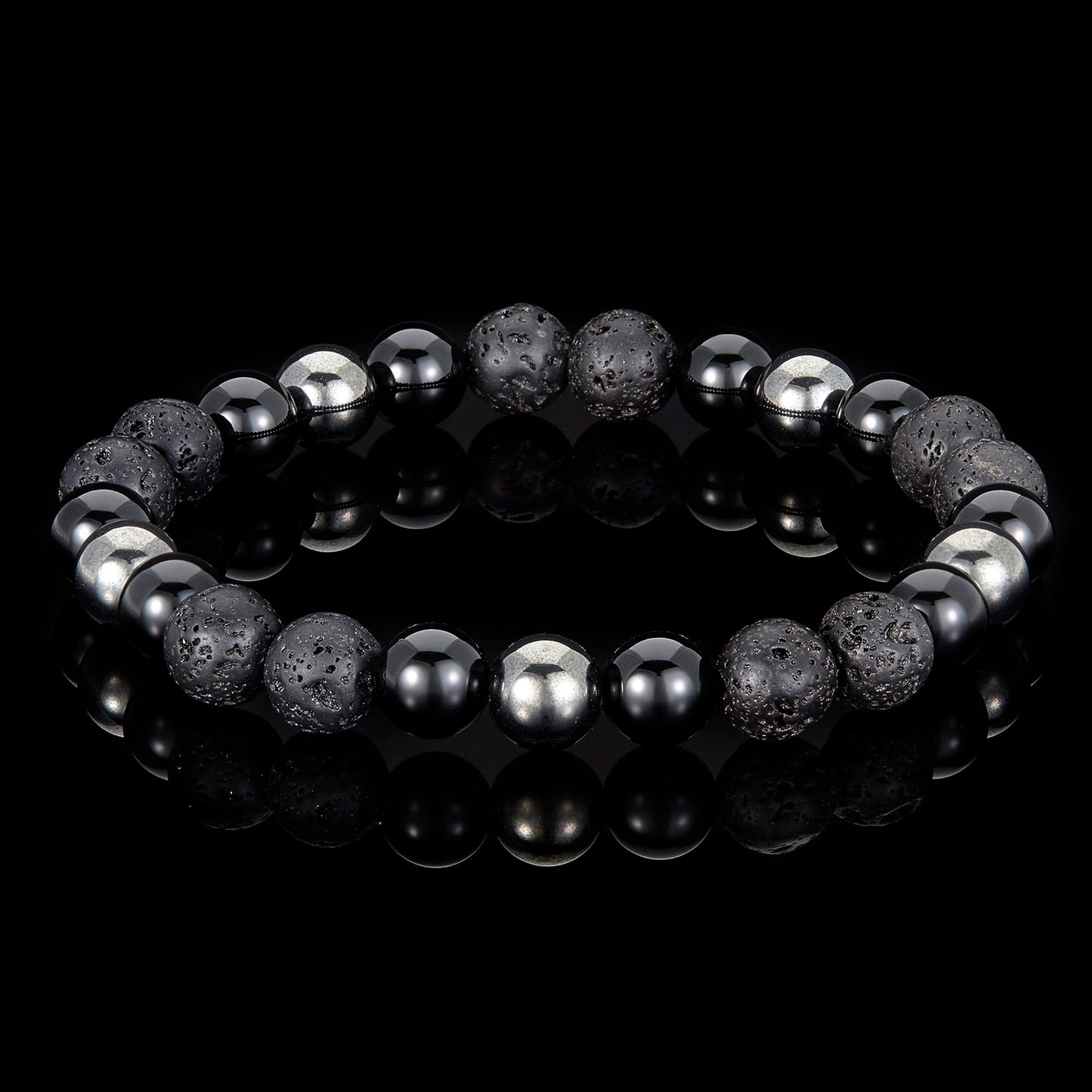 Unisex 20 Piece 8mm Natural Stones with Magnetic Hematite and Onyx Stretch Bracelet Pack