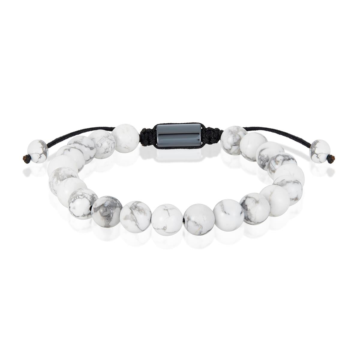 Howlite Natural Stone 8mm Beads on Adjustable Cord Tie Bracelet