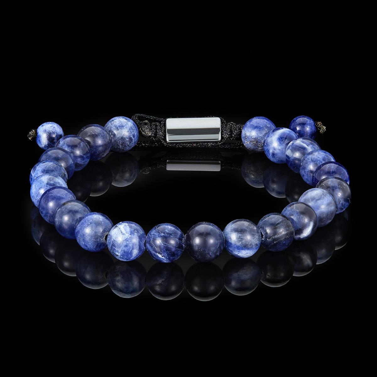 Sodalite Natural Stone 8mm Beads on Adjustable Cord Tie Bracelet