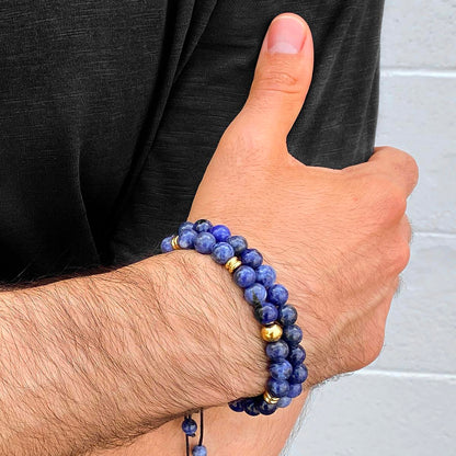 Sodalite Natural Stone 8mm Beads on Adjustable Cord Tie Bracelet