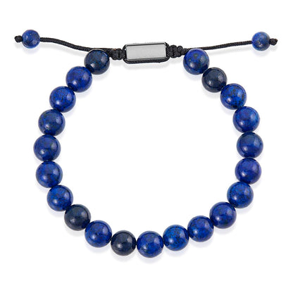 Lapis Lazuli Natural Stone 8mm Beads on Adjustable Cord Tie Bracelet