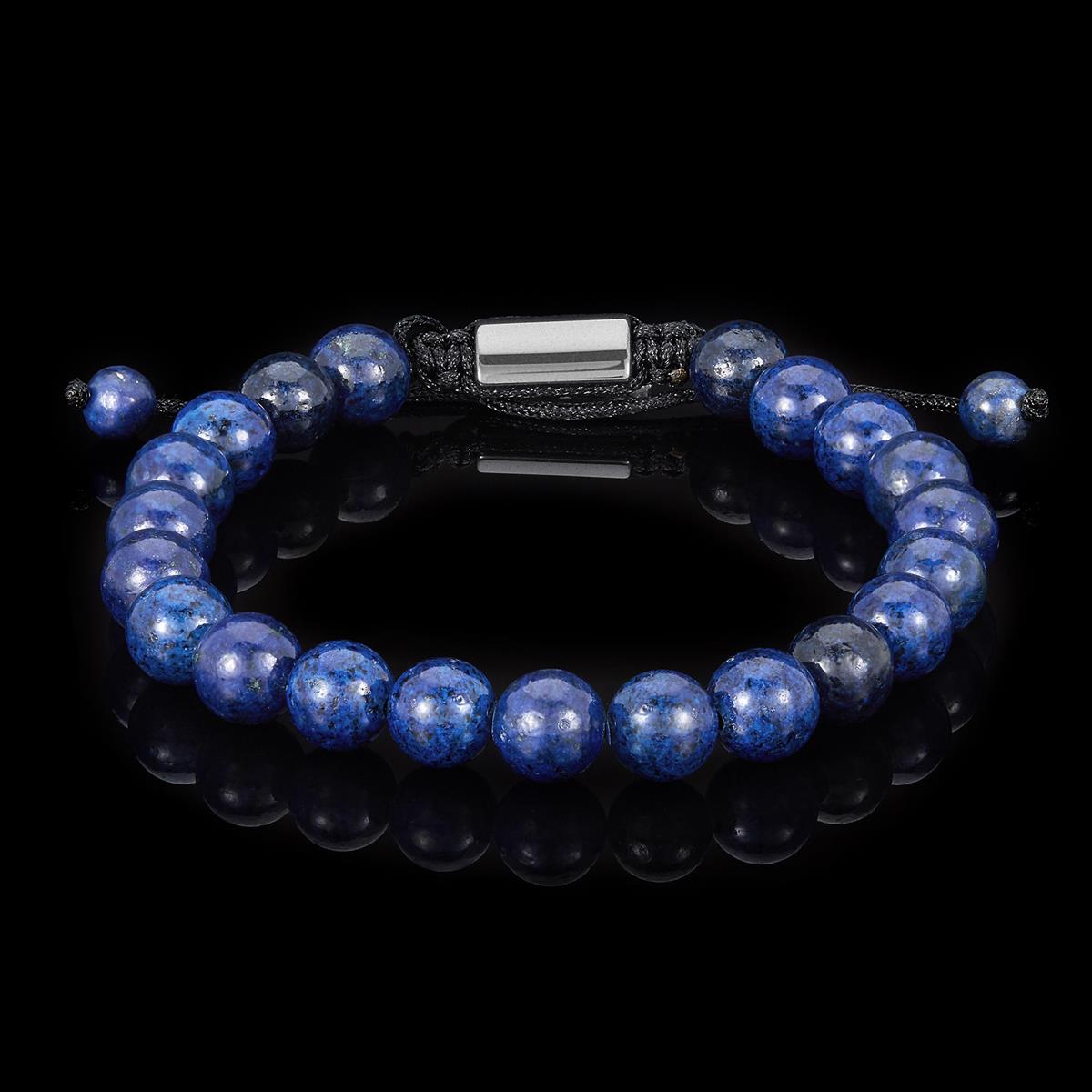 Lapis Lazuli Natural Stone 8mm Beads on Adjustable Cord Tie Bracelet