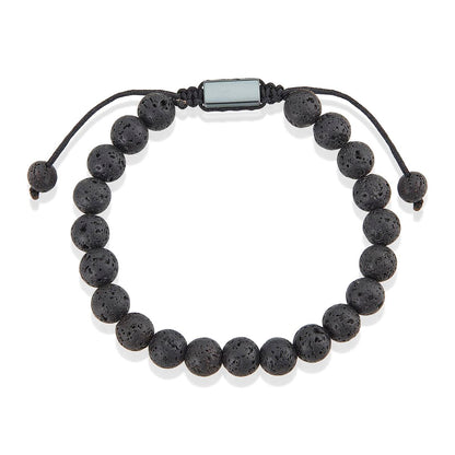 Lava Natural Stone 8mm Beads on Adjustable Cord Tie Bracelet