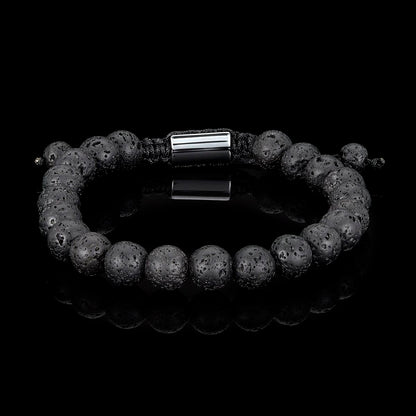 Lava Natural Stone 8mm Beads on Adjustable Cord Tie Bracelet