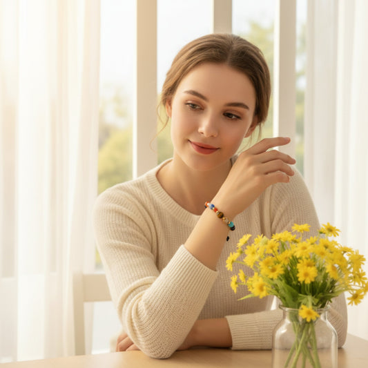 Solar System Natural Stone Bead Adjustable Shocker Tie Bracelet