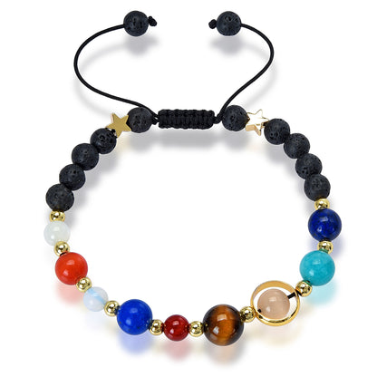 Solar System Natural Stone Bead Adjustable Shocker Tie Bracelet