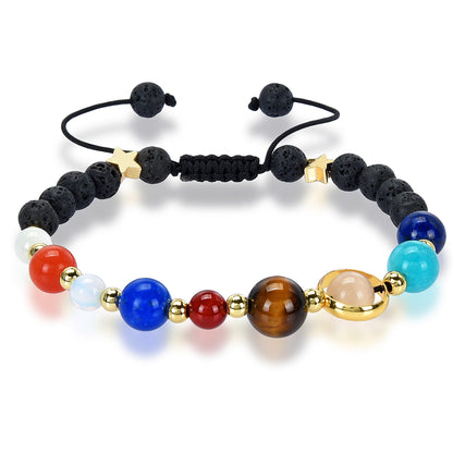 Solar System Natural Stone Bead Adjustable Shocker Tie Bracelet