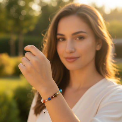 Solar System Natural Stone Bead Adjustable Shocker Tie Bracelet