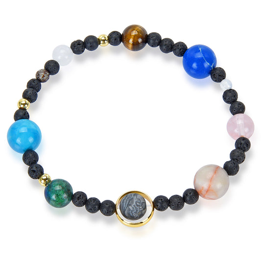 Solar System Bracelet Stones with Lava Stretch Bracelet