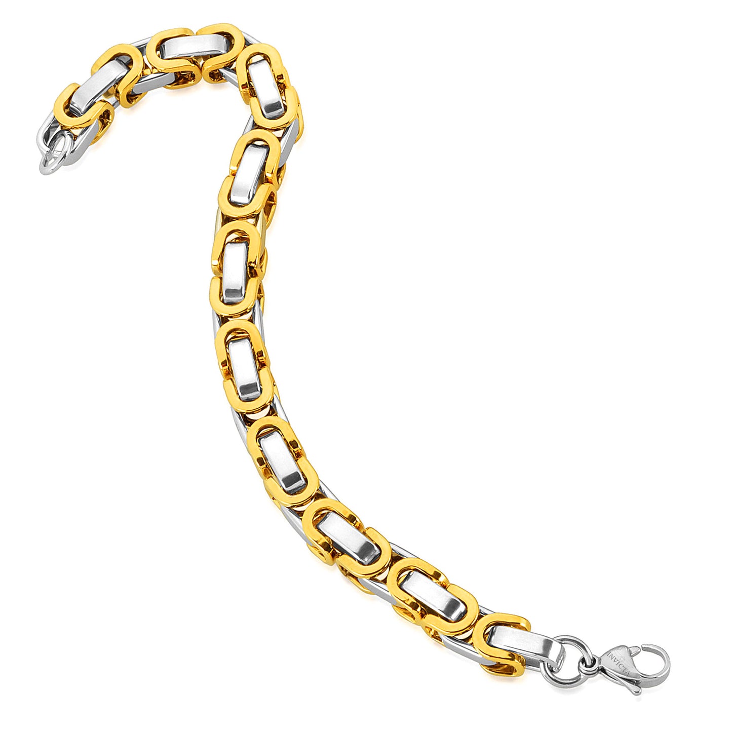 Men's Byzantine Chain Gold Two Tone Steel Bracelet