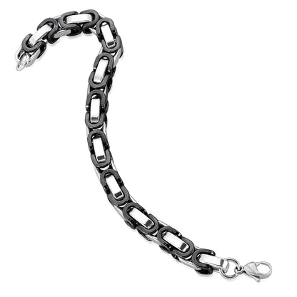 Men's Byzantine Chain Black Two Tone Steel Bracelet