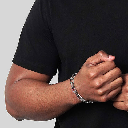 Men's Beveled Edge Large Nautical Oval Link Chain Bracelet