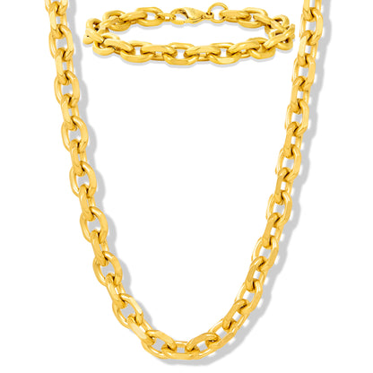 Crucible Jewelry Knife Edge Oval Link Chain Bracelet and Necklace Set
