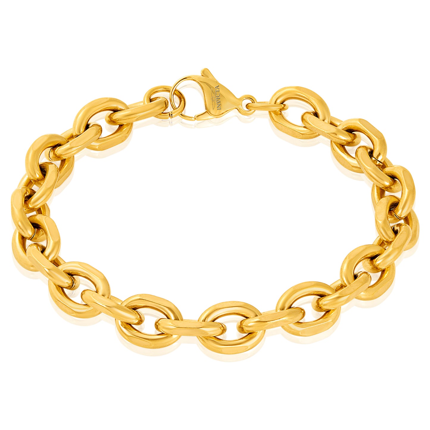 Men's Knife Edge Oval Gold Link Chain Bracelet
