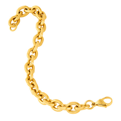 Men's Knife Edge Oval Gold Link Chain Bracelet