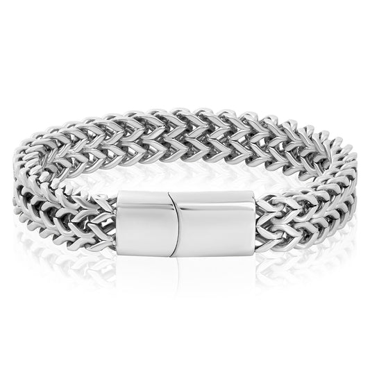 Men's Polished Double Franco Chain Cuff Bracelet