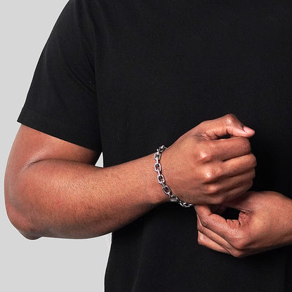 Men's Beveled Edge Rectangular Link Chain Bracelet