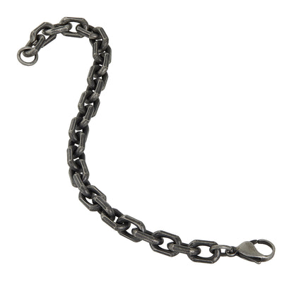 Men's Beveled Edge Rectangular Link Gunmetal Chain Bracelet