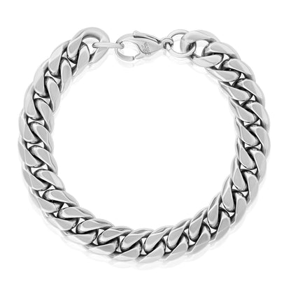 Men's Rounded Beveled Edge Curb Chain Stainless Steel Bracelet
