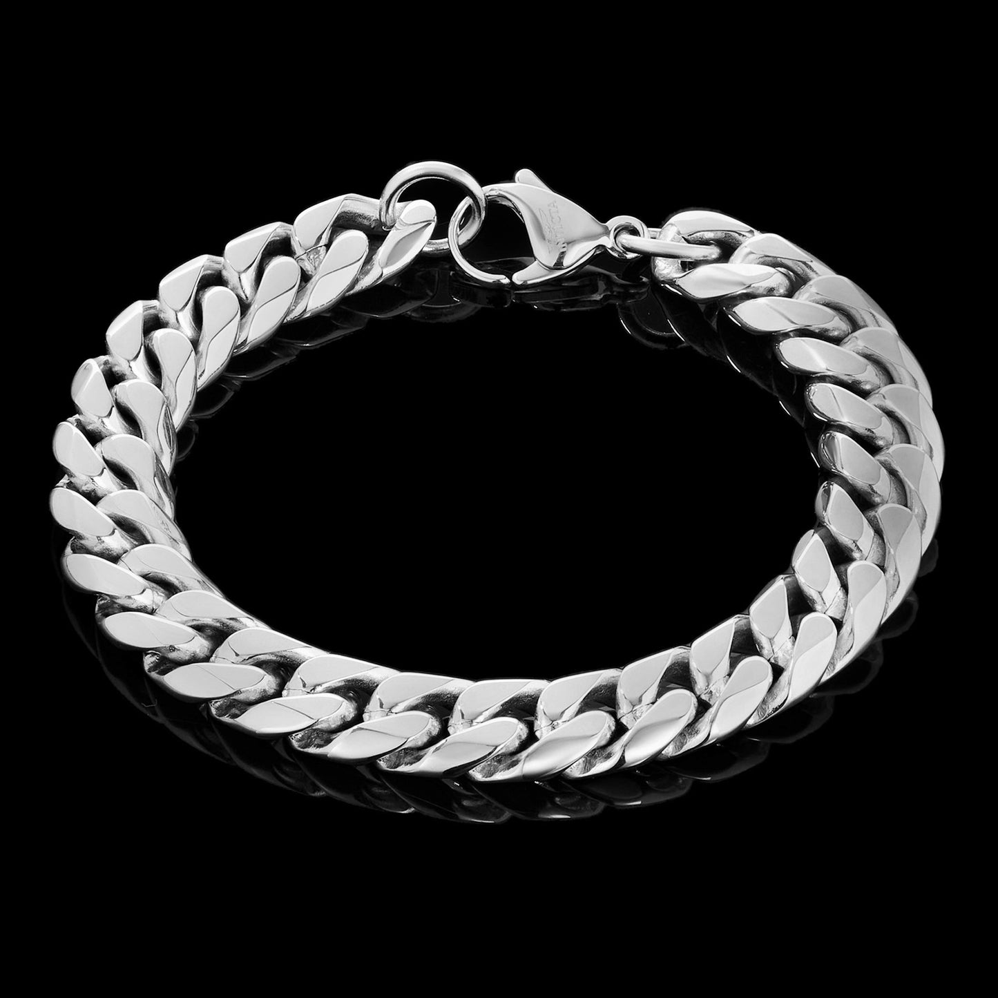 Men's Rounded Beveled Edge Curb Chain Stainless Steel Bracelet