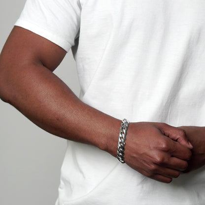 Men's Rounded Beveled Edge Curb Chain Stainless Steel Bracelet