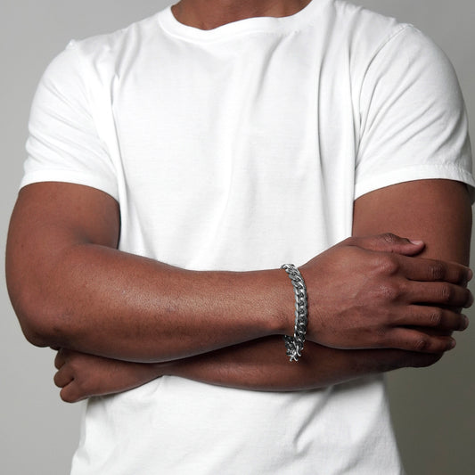 Men's Polished Wide Curb Chain Bracelet