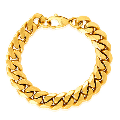 Men's Wide Curb Chain Gold Steel Bracelet