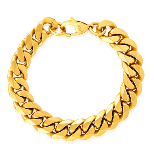 Men's Wide Curb Chain Gold Steel Bracelet