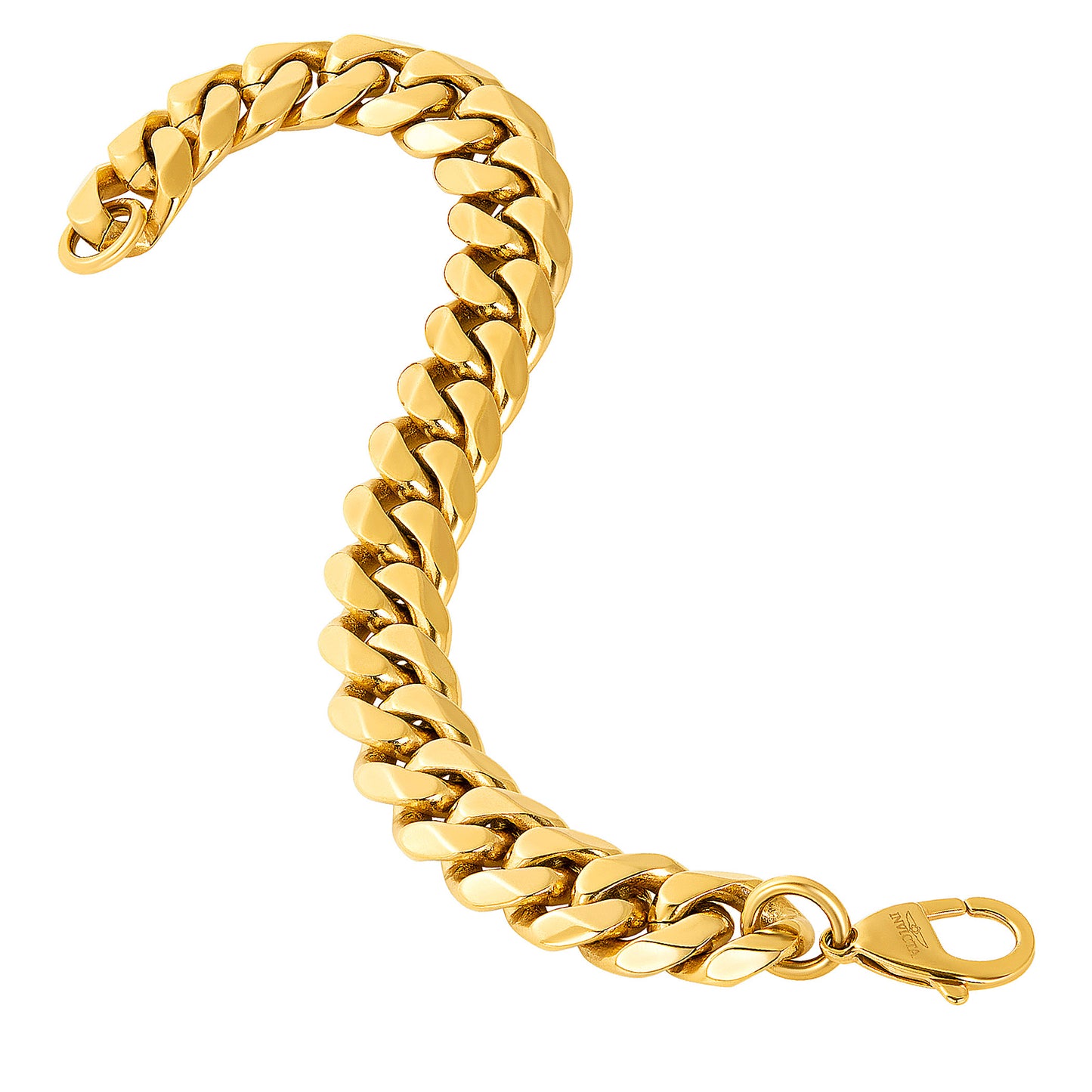Men's Wide Curb Chain Gold Steel Bracelet