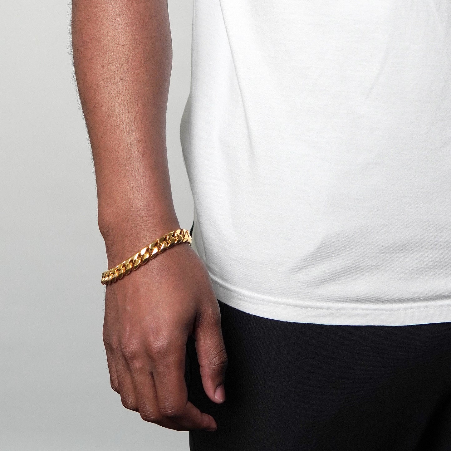 Men's Wide Curb Chain Gold Steel Bracelet