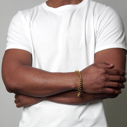 Men's Wide Curb Chain Gold Steel Bracelet