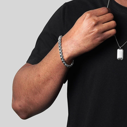 Men's Polished Box Chain Cuff Bracelet