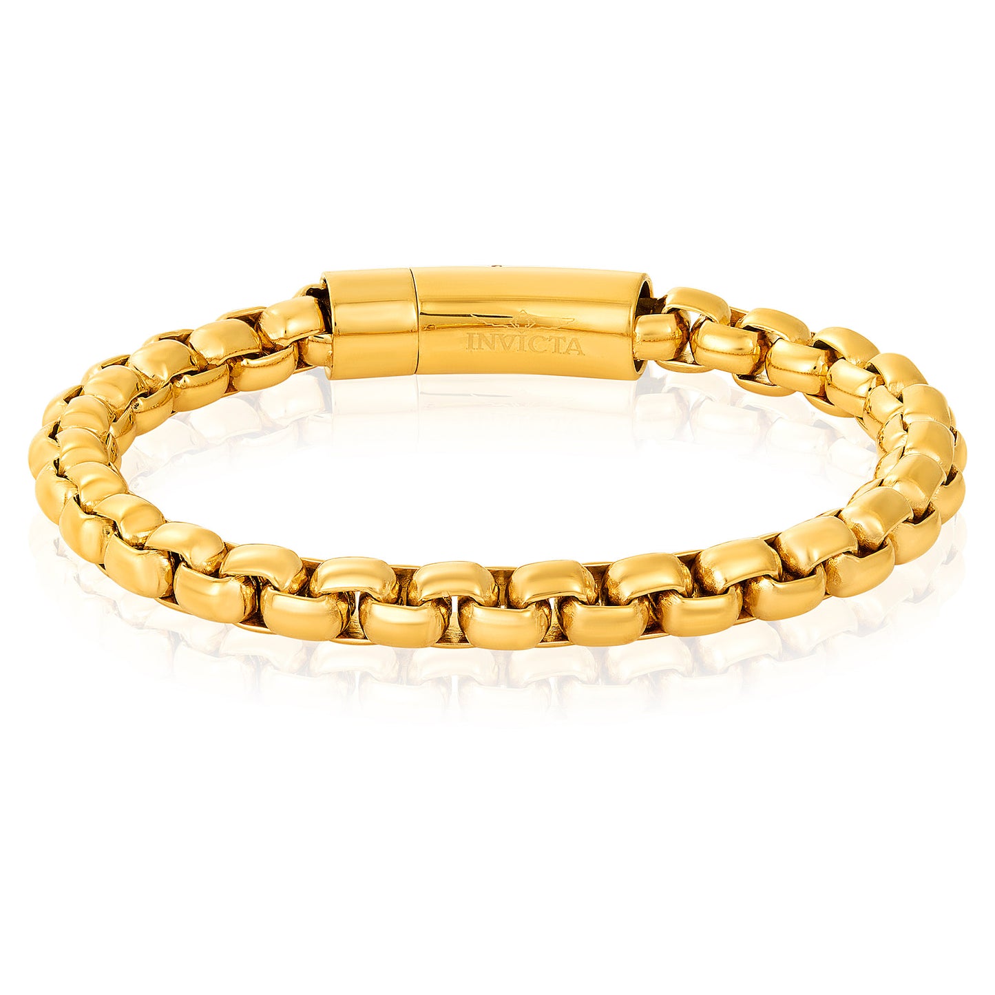 Men's Box Chain Cuff Gold Steel Bracelet