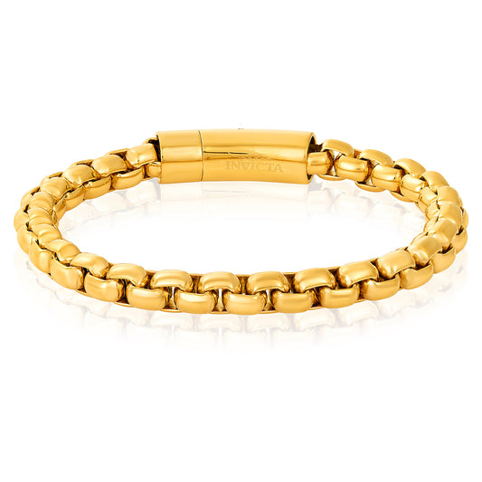 Men's Box Chain Cuff Gold Steel Bracelet